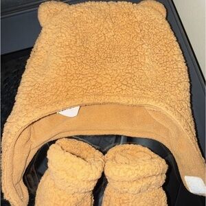 Cozy Tan Bear Ear Hat and Mitten Set